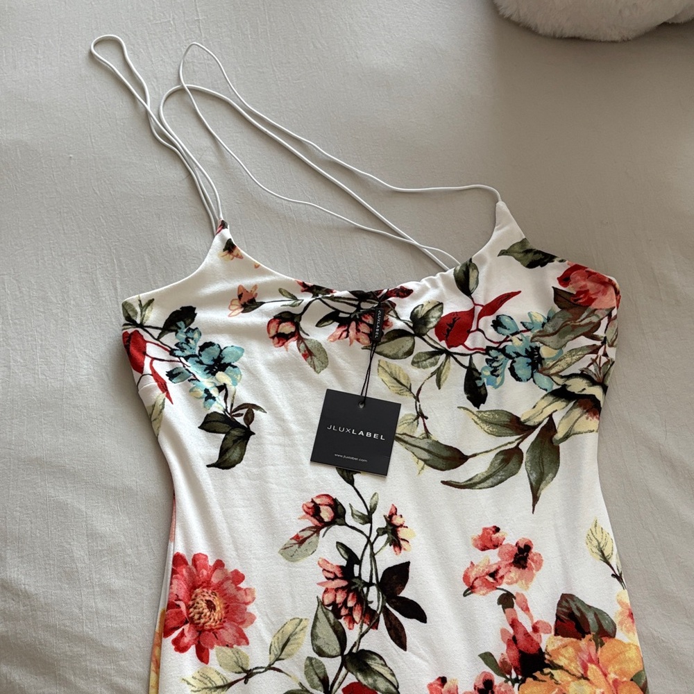 JLUXLABEL Floral Midi Dress - White and Multicolor